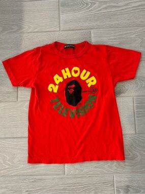 A BATHING APE BAPE X 24 HOUR TELEVISION T-Shirt Size PP/XS VGUC